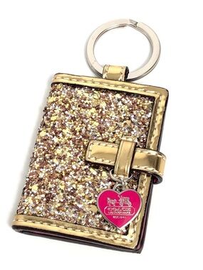 RARE Vintage Coach Glitter Gold Photo Keychain